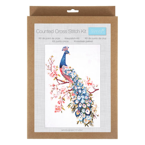 trimits counted cross crosstich kit peacock extra large fabric shack malmesbury GCS245