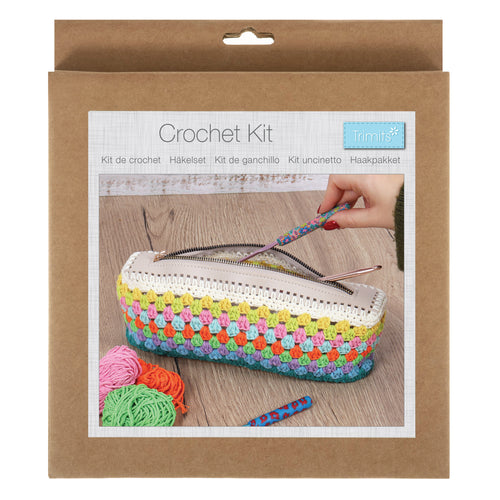 trimits crochet kit stripe make up bag pencil case with zip fabric shack malmesbury TCRK013