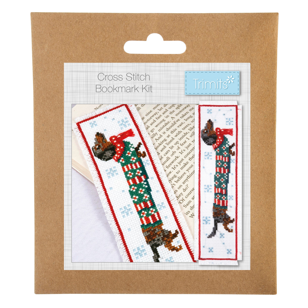 trimits crosstitch cross stitch christmas silly sausage dachshung beginners fabric shack malmesbury GCS178