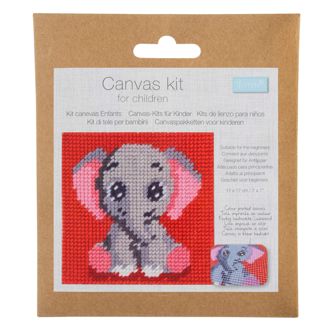 trimits half stitch tapestry elephant needlepoint childrens sewing sew kit fabric shack malmesbury TTP0017_010