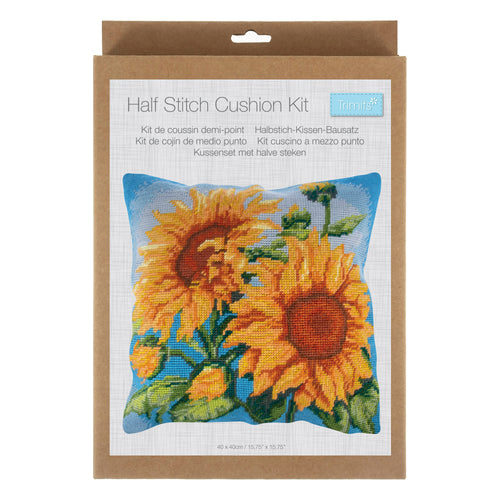 trimits half stitch tapestry needlepoint sunflowers flower pillow kit fabric shack malmesbury GCS260