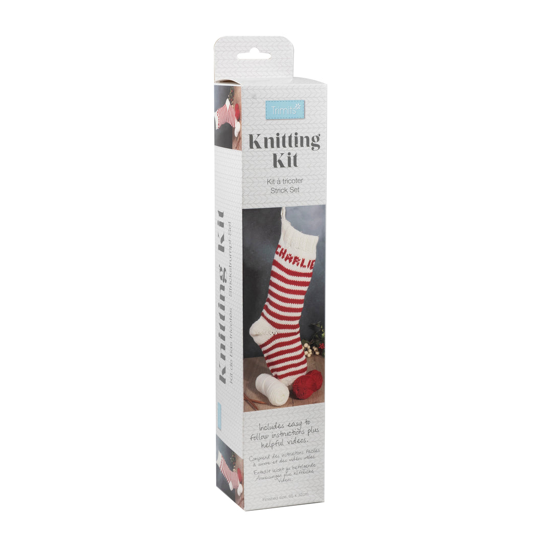 trimits knitting christmas stocking personalised kit knit yarn wool fabric shack malmesbury