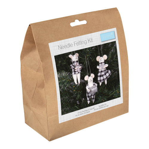 trimits needlefelt kit mono tratan mice mouse trio christmas present gift TCK072 fabric shack malmesbury