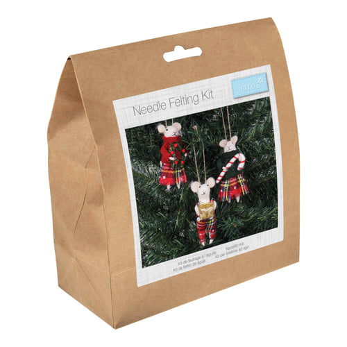 trimits needlefelt kit tartan mice mouse trio christmas present gift TCK067 fabric shack malmesbury