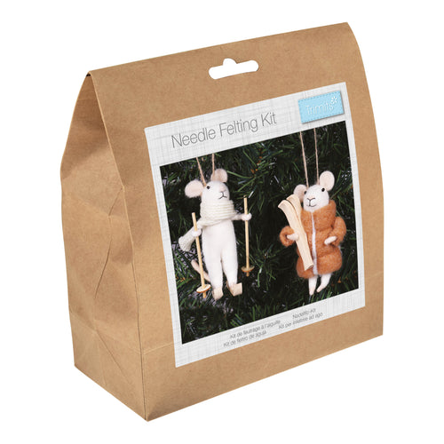 trimits needlefelt kit winter sports mice mouse duo christmas present gift TCK069 fabric shack malmesbury