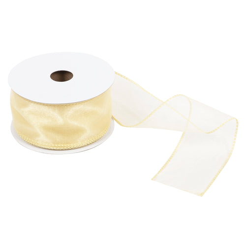 trimits premium wire edge ribbon organza trim 63mm light gold fabric shack malmesbury TTO2563_GLDLT