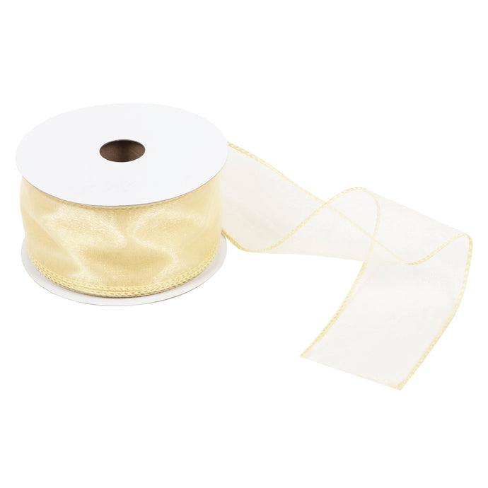 trimits premium wire edge ribbon organza trim 63mm light gold fabric shack malmesbury TTO2563_GLDLT