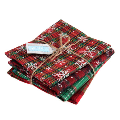 trimits printed christmas tartan polycotton fat quarter pack fabric shack malmesbury greens GTC148