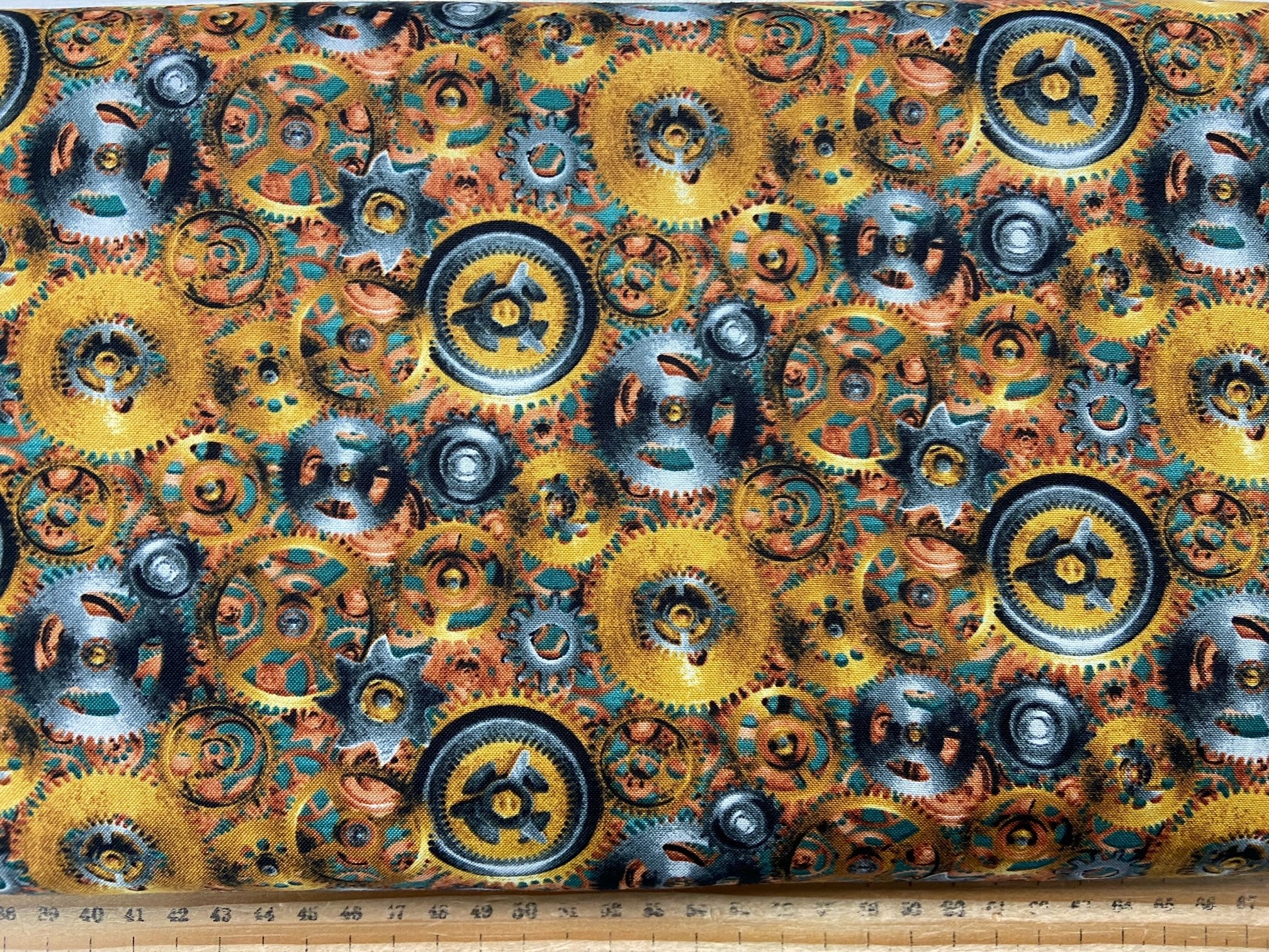 Urban Essance Design for Blank Quilting Time Travel Steampunk Cogs Cot