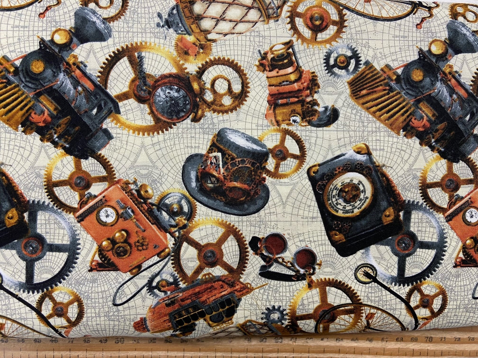 Urban Essance Design for Blank Quilting Time Travel Steampunk Steam Tr ...