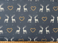 victoria louise designs cosy christmas holiday stag wreath navy blue cotton fabric shack malmesbury