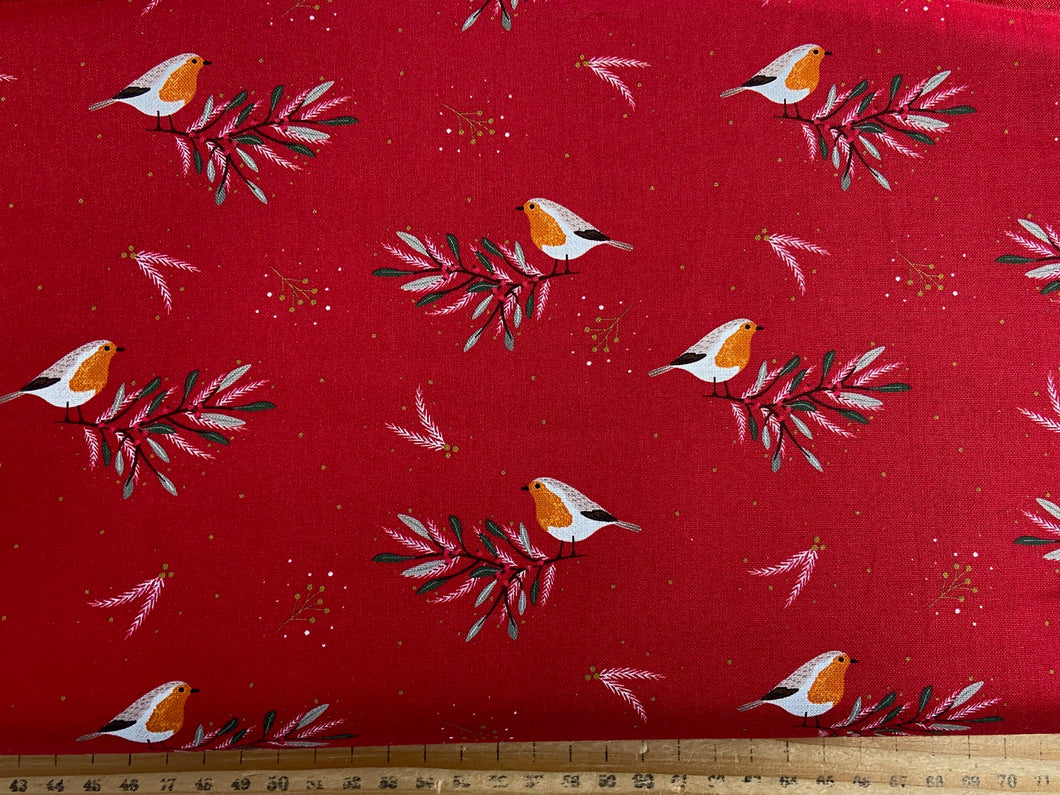 victoria louise designs welcome home christmas holidays woodland garden robin red organic cotton fabric shack malmesbury 2