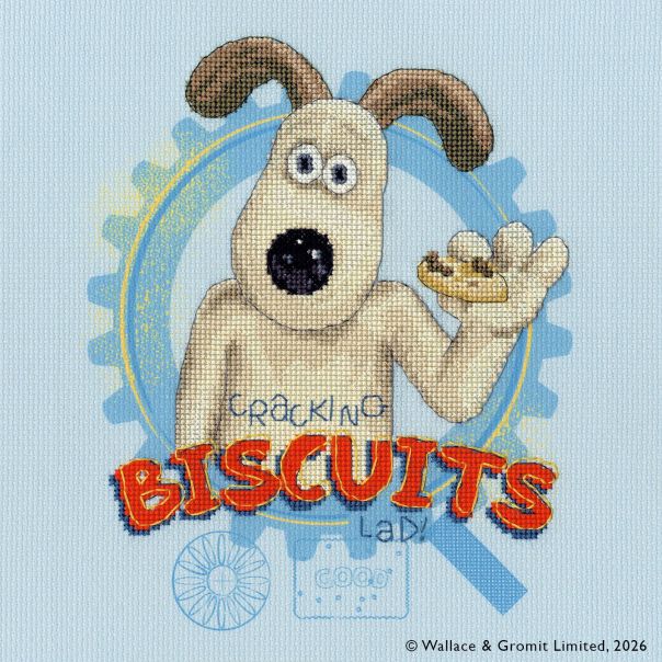 wallace & Gromit cross stitch kit cracking biscuits   fabric shack malmesbury 1 