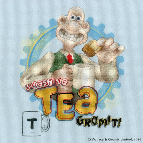 wallace & Gromit cross stitch kit smashing tea   fabric shack malmesbury 1 
