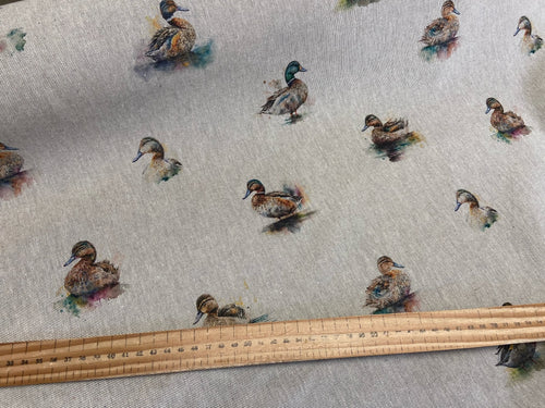 watercolour ducks linen look cotton polyester natural fabric shack malmesbury