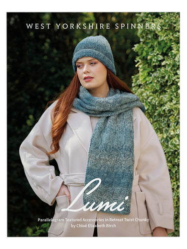 west yorkshire spinners knitting pattern lumi parallelogram textured accessories hat scarf retreat twist chunky chloe elizabeth birch fabric shack malmesbury