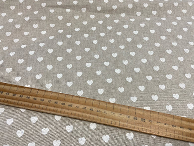 white hearts valentine valentines heart love linen look cotton polyester natural fabric shack malmesbury