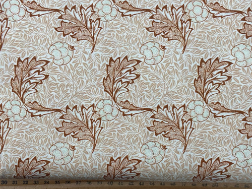 william morris v & a museum sweet symphony apple leaf tan flower floral cotton fabric shack malmesbury