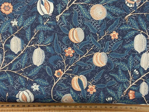 william morris v & a museum sweet symphony pomegranate blue flower floral cotton fabric shack malmesbury