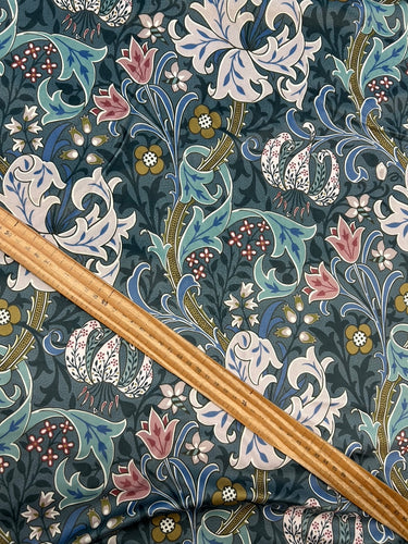 william morris velvet golden lily lunar teal fabric shack malmesbury