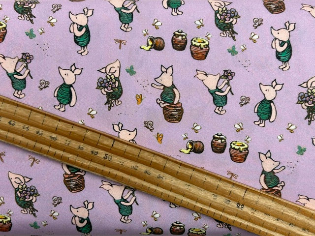winner the pooh classic piglet lilac cotton fabric shack malmebury aa milne eh shepard