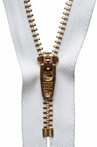 ykk brass jeans closed zip 20cm 9 inches fabric shack malmesbury white Y520_501