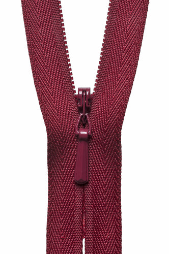 ykk concealed invisible zip 41cm 16 inches dark wine 527 fabric shack malmesbury Y741_527