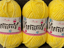 yummy chunky chenille buttercup yellow 5786 king cole wool yarn knitting knit crochet fabric shack malmesbury