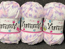 yummy chunky baby cupcake pink purple 2217 chenille king cole wool yarn  knitting knit crochet fabric shack malmesbury
