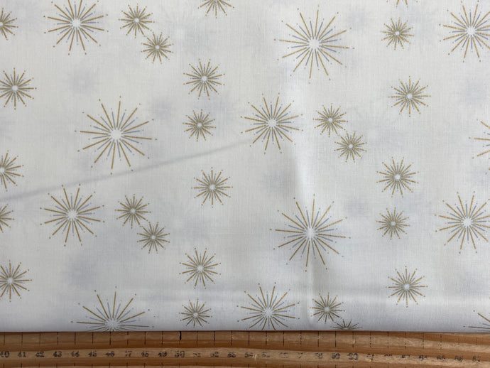 zen chic moda shimmer metallic star star ivory cream christmas cotton fabric shack malmesbury