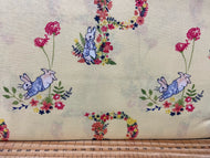 3fabric shack sewing quilting sew fat quarter cotton quilt beatrix potter peter rabbit spring flowers wreath pink lemon white bumble bee butterfly