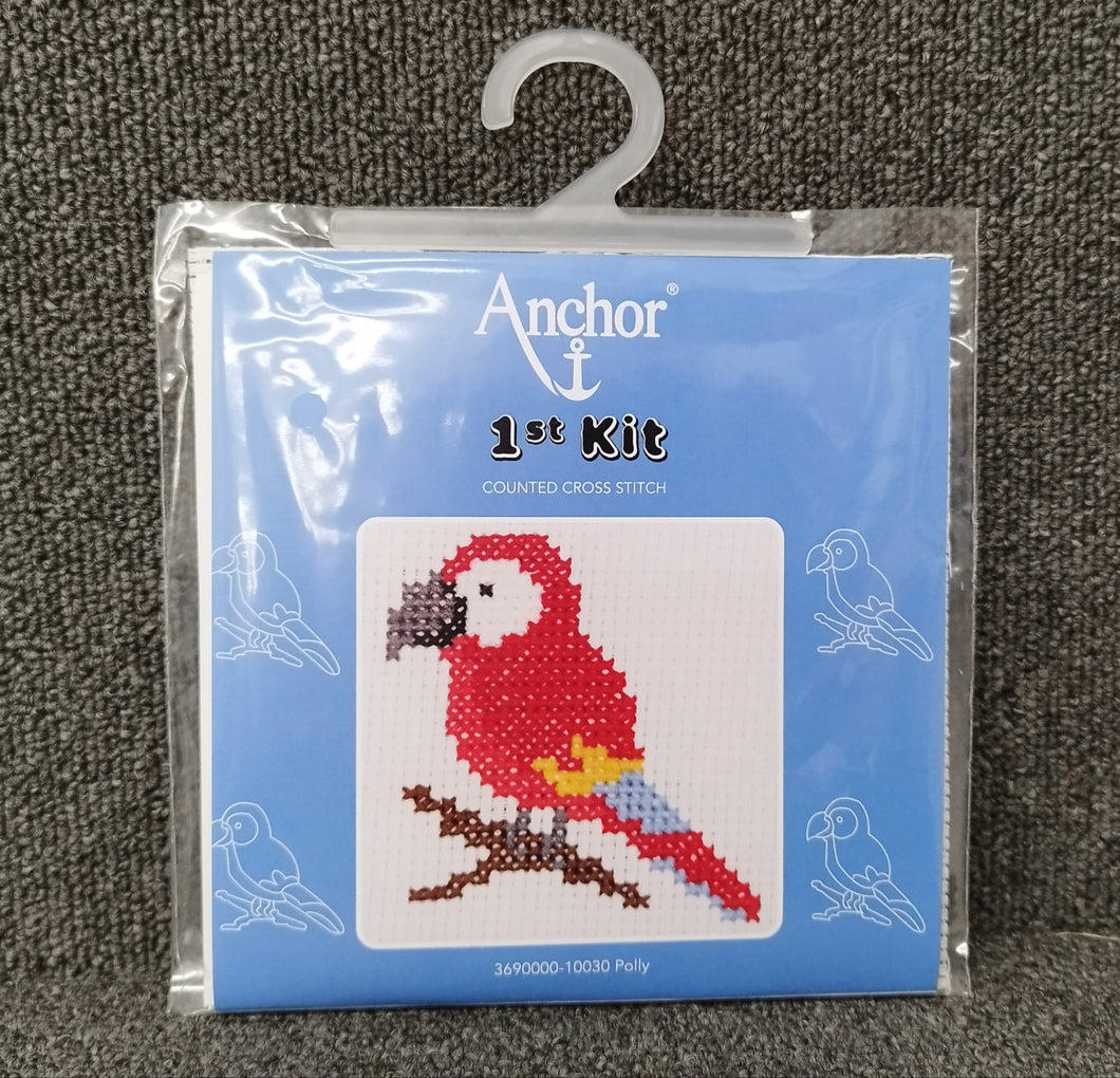 Anchor 1st Counted Cross stitch Kits Polly Parrot Malmesbury Fabric Shack