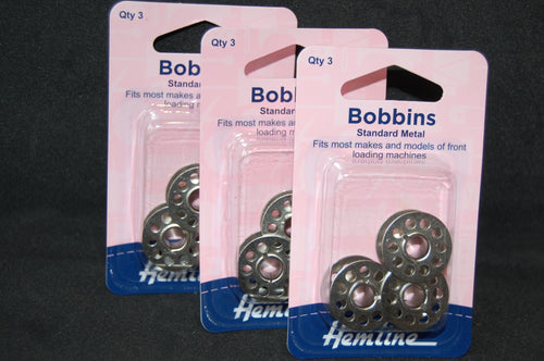 Fabric Shack Hemline Bobbin Case Unviversal Front Loading Sewing Machine Metal 3 Pack