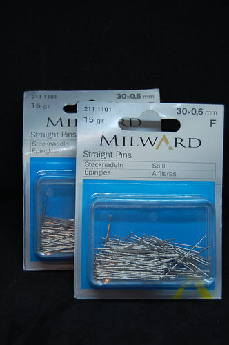 Fabric Shack Milward Straight Pins 30 x .6mm 15g