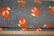 Fabric Shack Sewing Quilting Sew Fat Quarter Cotton Metre Quilt Fleece Fox Foxes Cub Patchwork Quilting Polar Antipil  Grey Beige