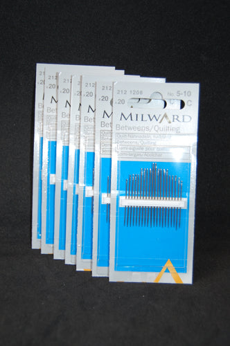 Milward Assorted Betweens/Quilting Hand Sewing Needles Size 5-10  Pack (20)