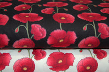 Fabric Shack Sewing Quilting Sew Fat Quarter Cotton Patchwork Dressmaking Rose Hubble Remembrance Day Poppies Poppy Black White