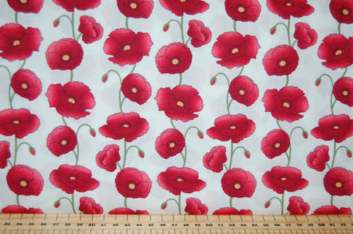 Fabric Shack Sewing Quilting Sew Fat Quarter Cotton Patchwork Dressmaking Rose Hubble Remembrance Day Poppies Poppy Black White
