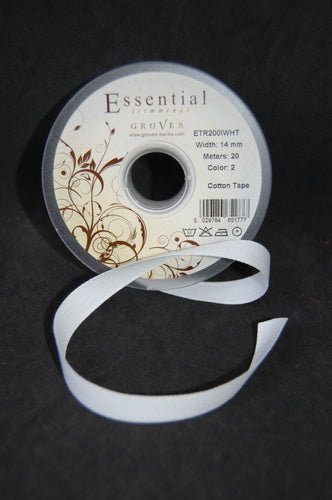 Essential Cotton Tape White 14mm