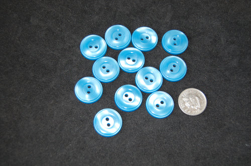 Fabric Shack Sewing Quilting Sew Fat Quarter Cotton Quilt Patchwork Dressmaking ABC Light Blue Rimmed 18mm Polyester Button 2B 1637