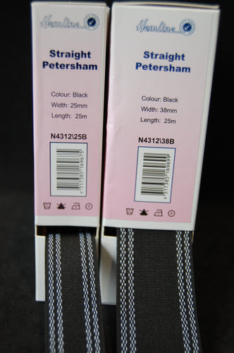Hemline Straight Petersham 25mm 38mm Black