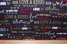 Fabric Shack Sewing Quilting Sew Fat Quarter Cotton Quilt Patchwork Dressmaking Kanvas Studios Benartex Cherish Hearts Metallic Mettallic Metalic Mettalic Valentines XOX Kisses Love You Kiss (3)