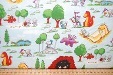 Fabric Shack Sewing Quilting Sew Fat Quarter Cotton Quilt Patchwork Dressmaking Kids Bedroom Curtains Ben Byrd Riley Blake Dragons Castle Knight Fairytale Wood Horses Flying Mythical Magical (2)