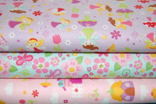 Fabric Shack Sewing Quilting Sew Fat Quarter Cotton Quilt Patchwork Dressmaking Kids Childrens Fairy Garden Gnome Toadstool House Lori Whitlock Riley Balke Pink Purple Lilac Flower Floral Wand