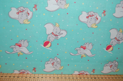 Fabric Shack Sewing Quilting Sew Fat Quarter Cotton Quilt Patchwork Dressmaking Kids Nursery Disney Dumbo Stripe Ball Balloon Circus Tent Flying Elephant Timothy Q