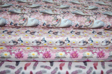 Fabric Shack Sewing Quilting Sew Fat Quarter Cotton Quilt Patchwork Dressmaking Le Quilt Stof Lac Des Cygnes Swans Cygnets Baby Babies Feathers Lily Pad Oriental Pink Flower Floral
