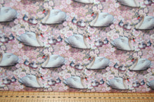 Fabric Shack Sewing Quilting Sew Fat Quarter Cotton Quilt Patchwork Dressmaking Le Quilt Stof Lac Des Cygnes Swans Cygnets Baby Babies Feathers Lily Pad Oriental Pink Flower Floral