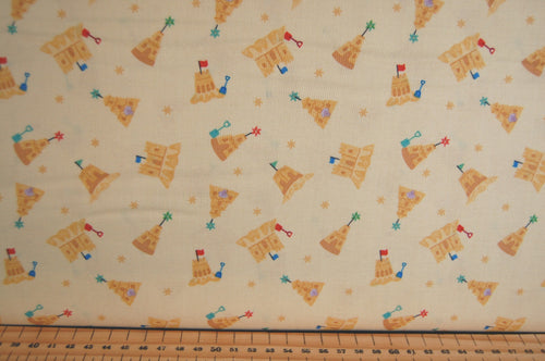 Fabric Shack Sewing Quilting Sew Fat Quarter Cotton Quilt Patchwork Dressmaking Lewis & and Irene Small Things by the Sea Puffins Seals Sancastles Beach Crab Coral Starfish Beach 