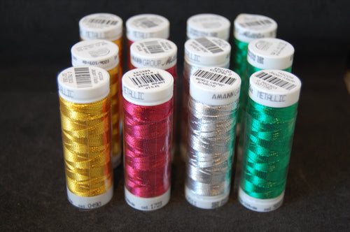 Fabric Shack Sewing Quilting Sew Fat Quarter Cotton Quilt Patchwork Dressmaking Mettler Metallic Mettalic Thread Gold Green Silver Red