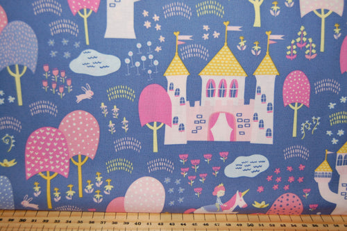 Fabric Shack Sewing Quilting Sew Fat Quarter Cotton Quilt Patchwork Dressmaking Moda Stacy Iest Hsu Once Upon a Time Princess Fairy Unicorn Enchanted Wood Panel Doll Castle Princesses Pink Purple L (3)